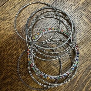 Colorful Beaded Silver Bangles Never Used